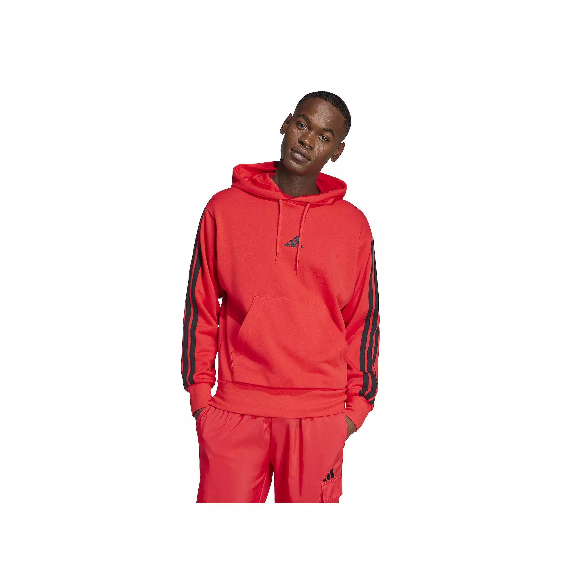 Big & Tall adidas Essentials 3-Stripes French Terry Sportswear Hoodie, Men's, Size: 3XL, Pure Red Product Image