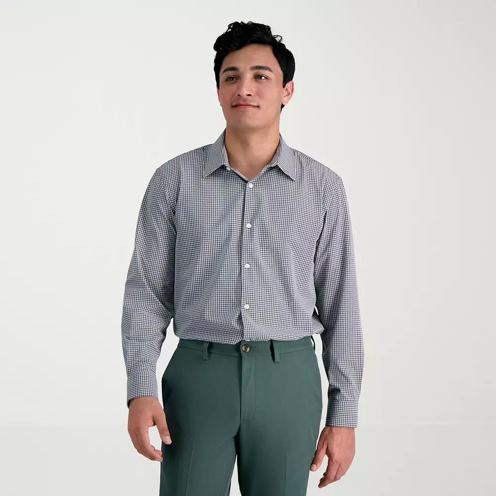 Men's Haggar® Performance Classic Fit Dress Shirt, Size: 16.5-34/35, Black Gray Check Product Image