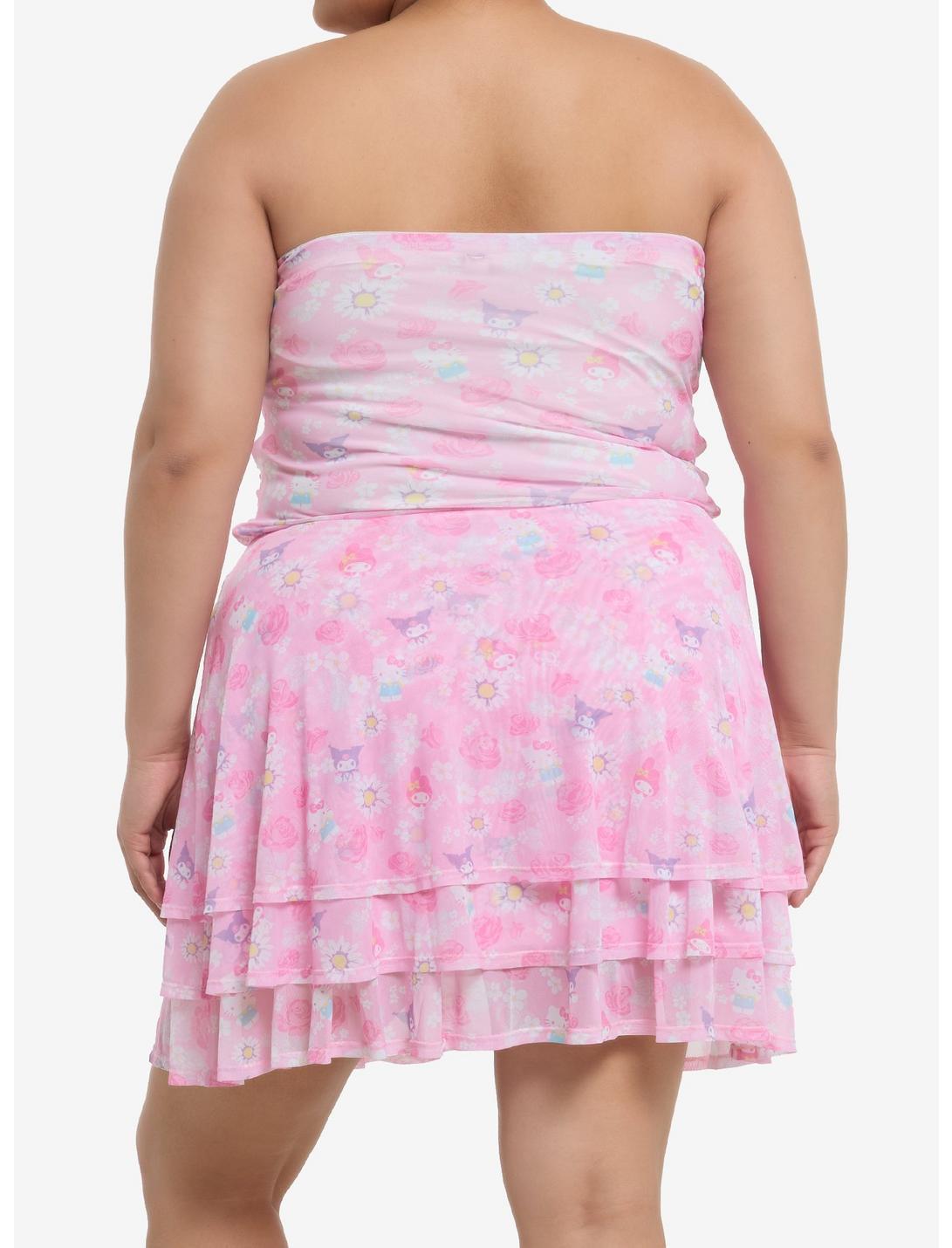 Hello Kitty And Friends Floral Tiered Strapless Dress Plus Size Product Image