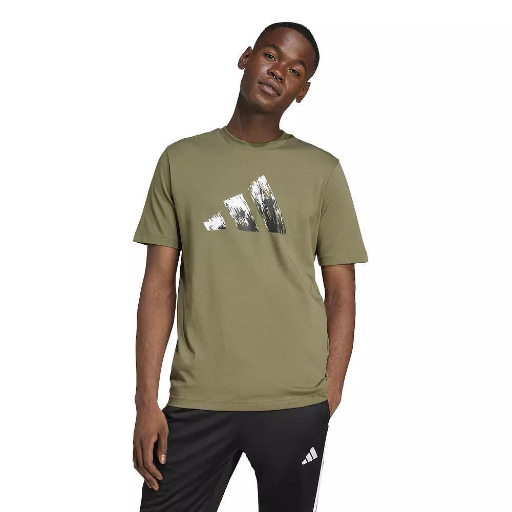 adidas Lounge Painted Graphic Tee Olive Strata XS Mens Product Image