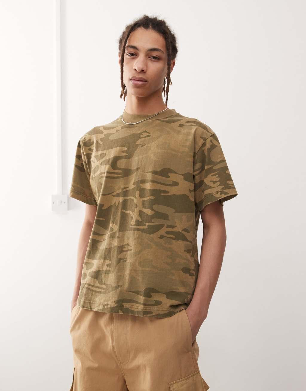 Pacsun camo oversized t-shirt in green Product Image