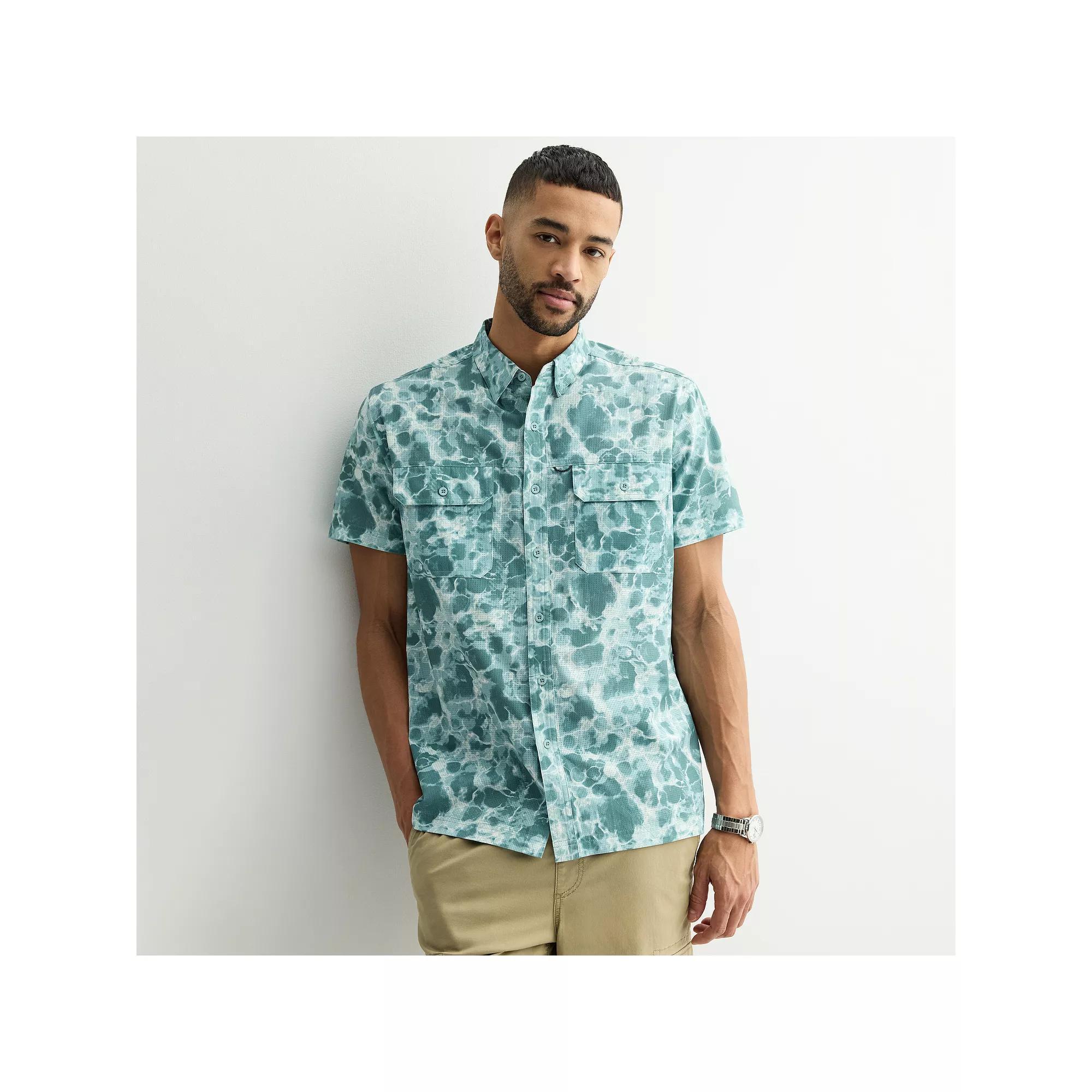 Men's Sonoma Goods For Life® Outdoor Short Sleeve Button-Down Shirt, Size: Medium, Earthy Blue Wave Product Image
