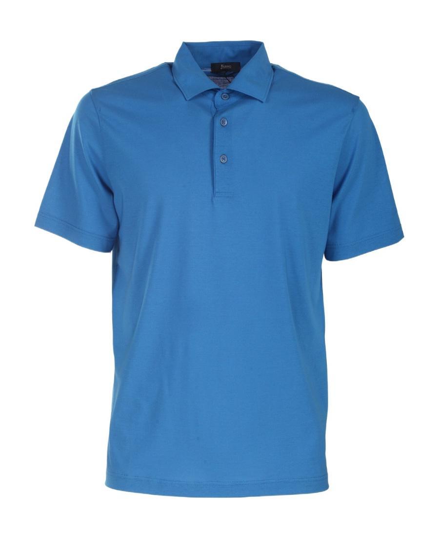 HERNO Button-placket Polo Shirt In Blue Product Image