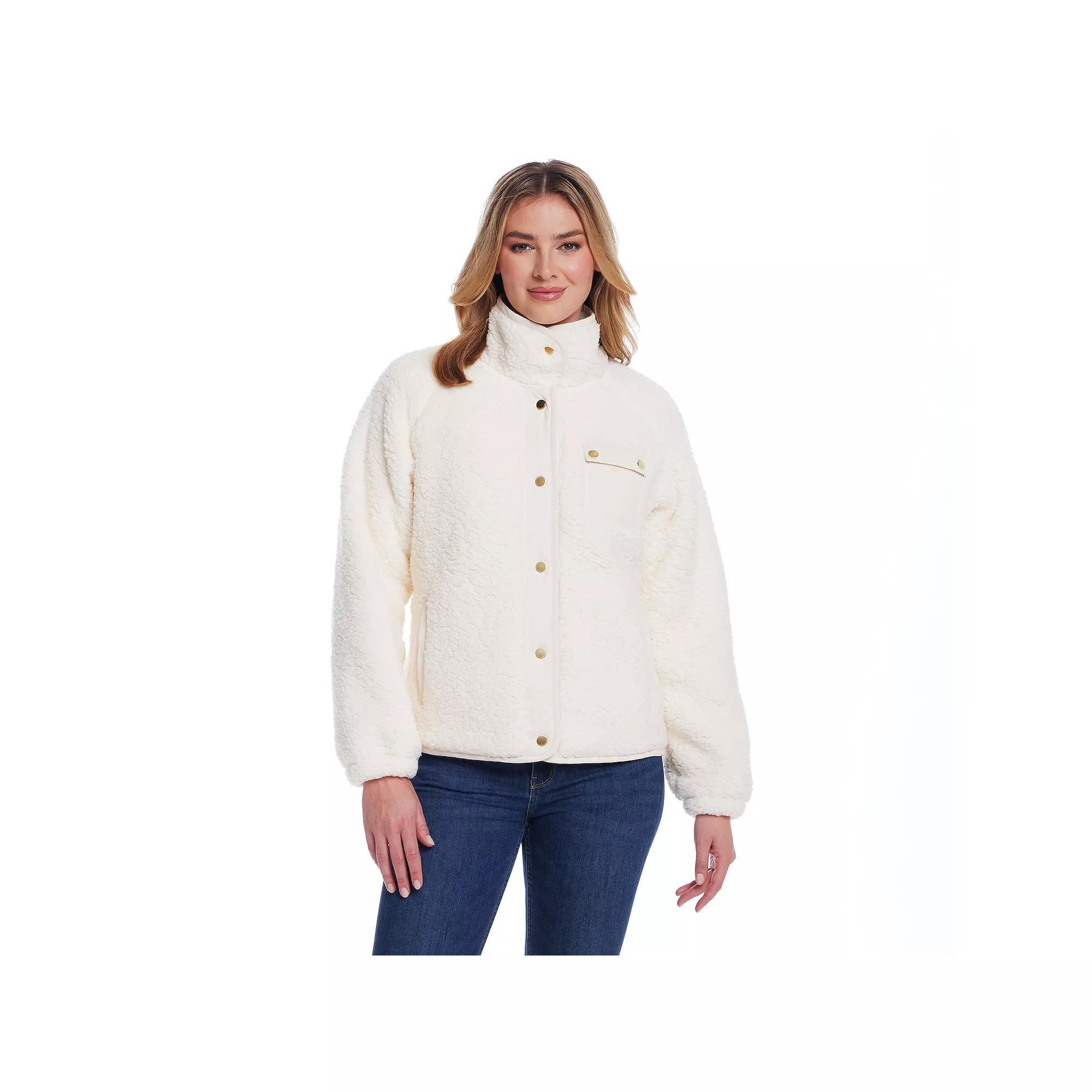 Women's Weathercast Snap Front Bonded Sherpa Fleece Jacket, Size: XL, Ivory Product Image