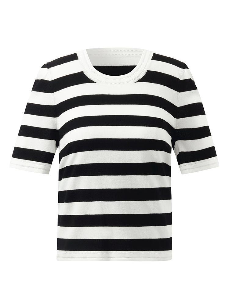Round Neck Striped Knitted Women Top Product Image