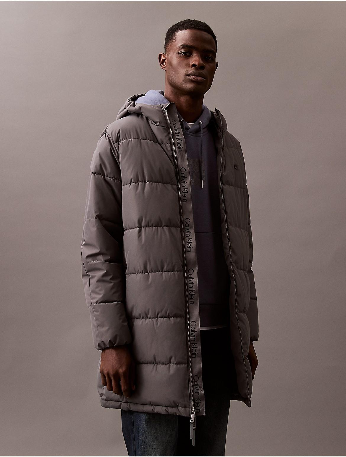 Calvin Klein Men's Heavyweight Hooded Long Puffer Coat - Grey - S Product Image