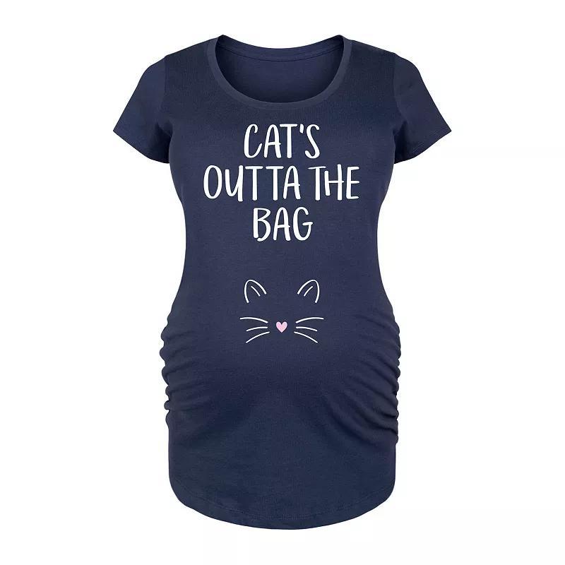Maternity Cats Outta The Bag Graphic Tee, Womens Grey Dark Red Product Image