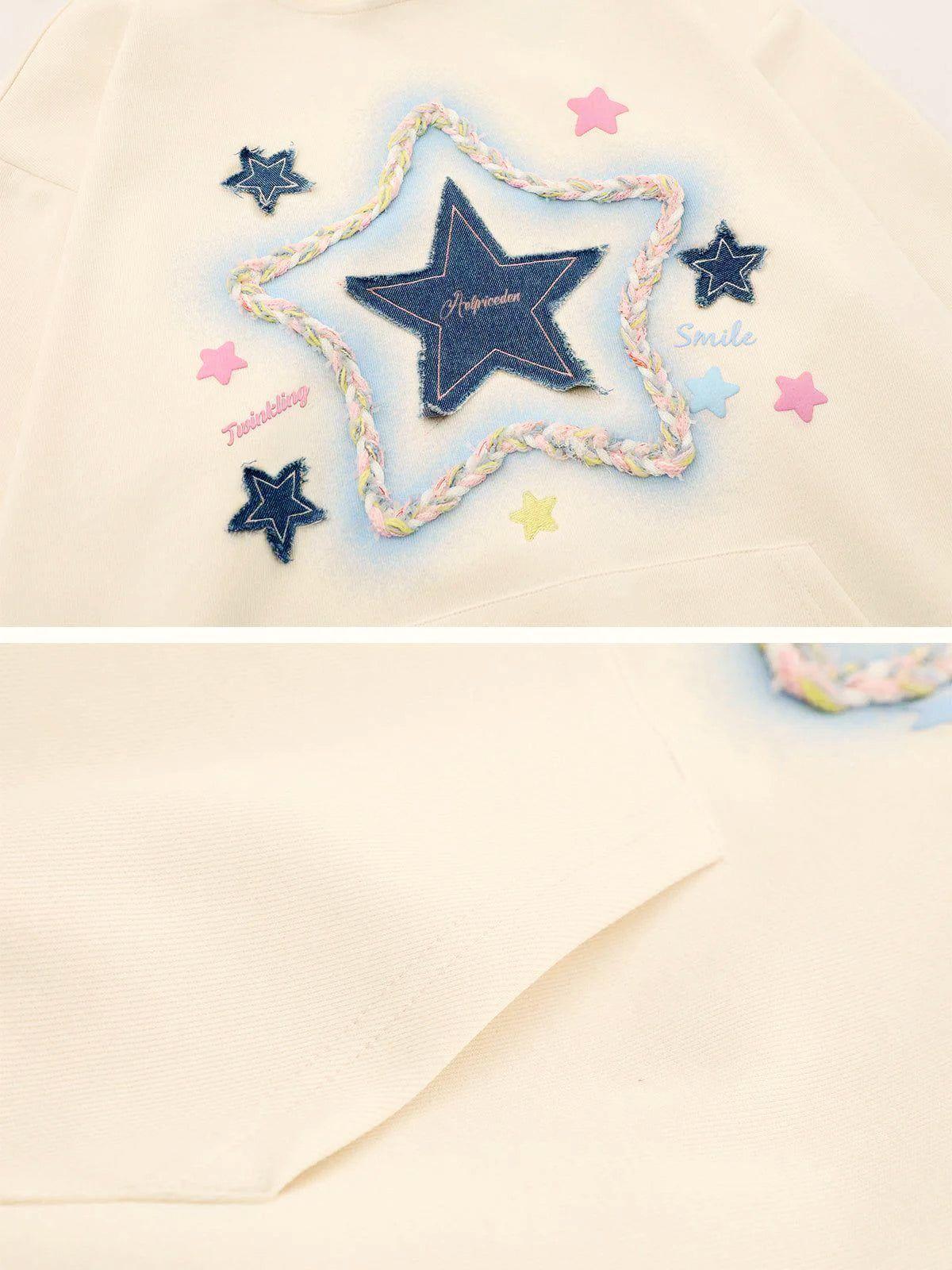 Aelfric Eden Denim Star Applique Hoodie Product Image