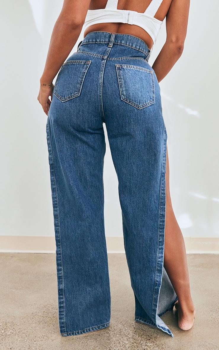 Shape Mid Blue Wash Extreme Split Detail Jeans Product Image