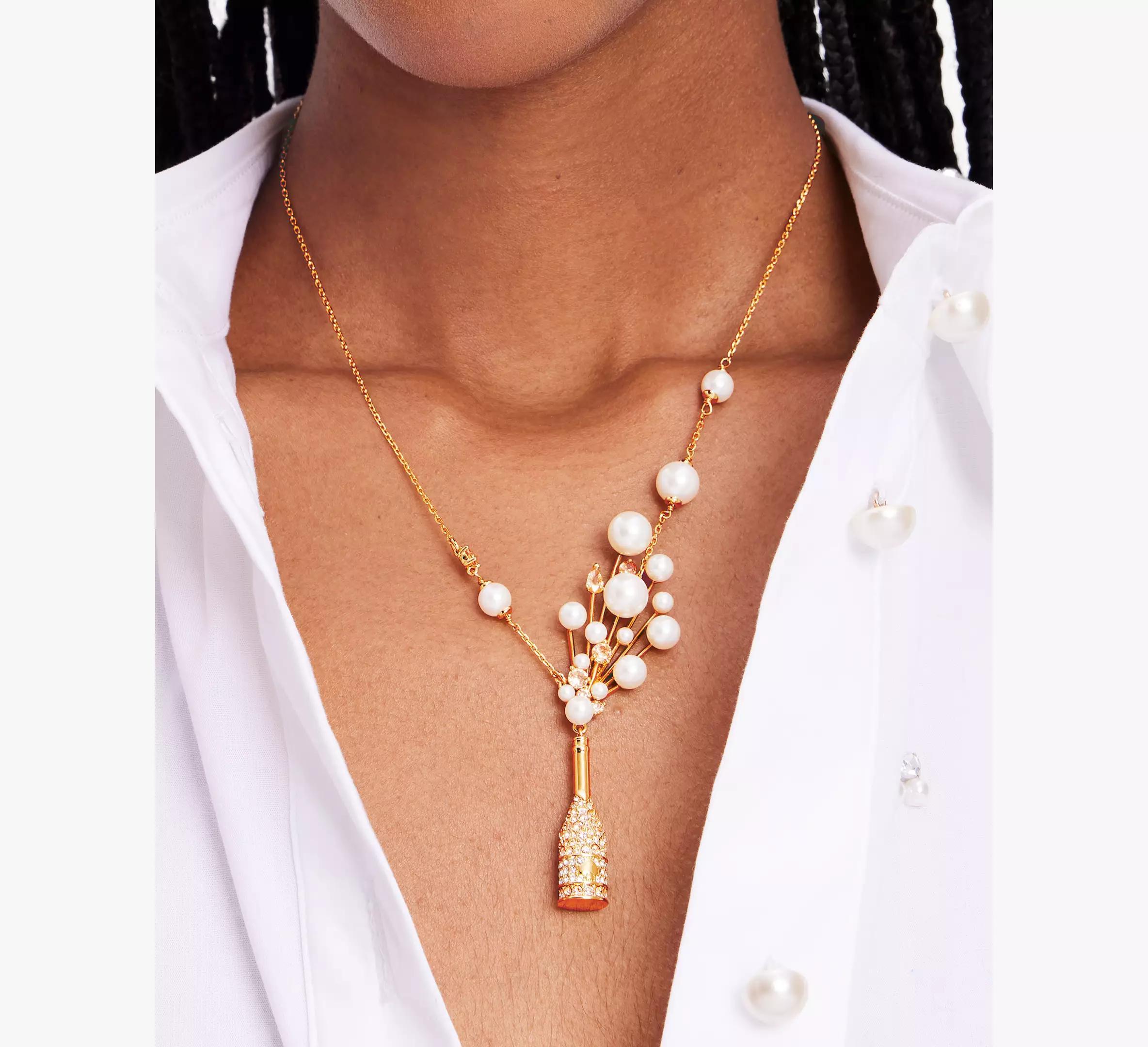 kate spade new york Cheers To That Short Pendant Crystal Pearl Statement Necklace Product Image