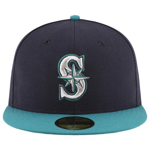 Men's New Era Navy/Aqua Seattle Mariners Alternate Authentic Collection On Field 59FIFTY Fitted Hat, Size: 8, Blue Product Image