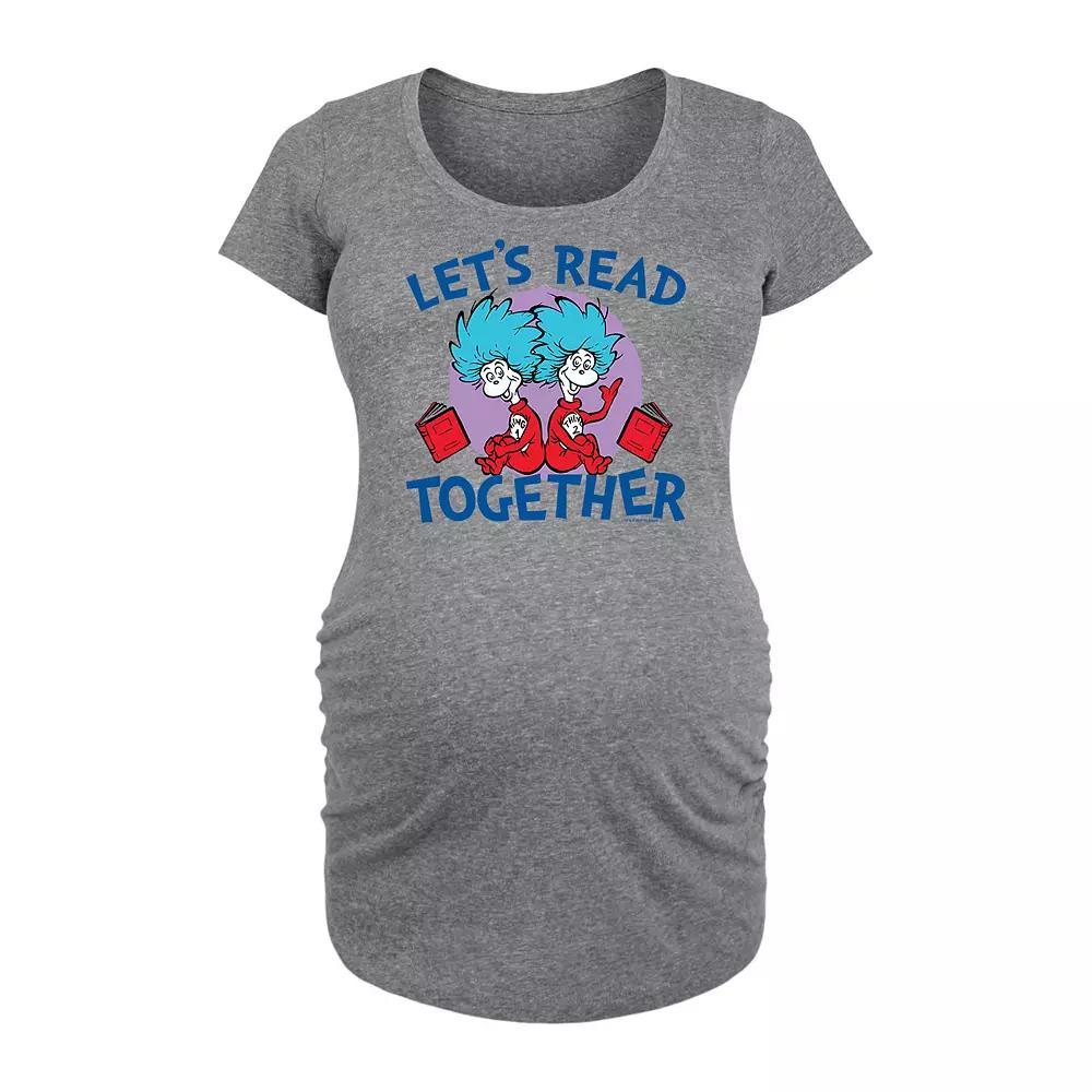 Maternity Dr. Seuss Lets Read Together Graphic Tee, Womens Grey Gray Product Image