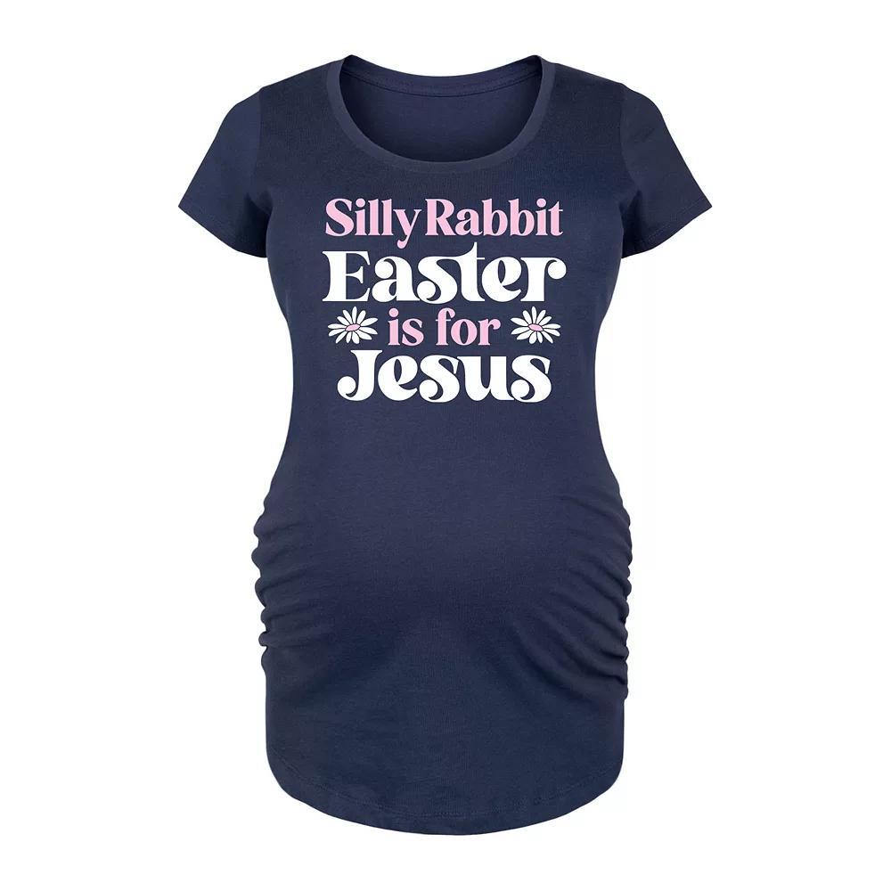 Maternity Silly Rabbit Easter Is For Jesus Graphic Tee, Womens Heather Grey Product Image