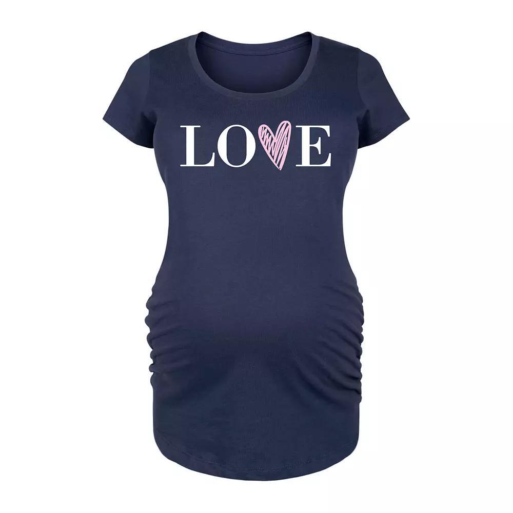 Maternity Love Heart Graphic Tee, Womens Blue Product Image