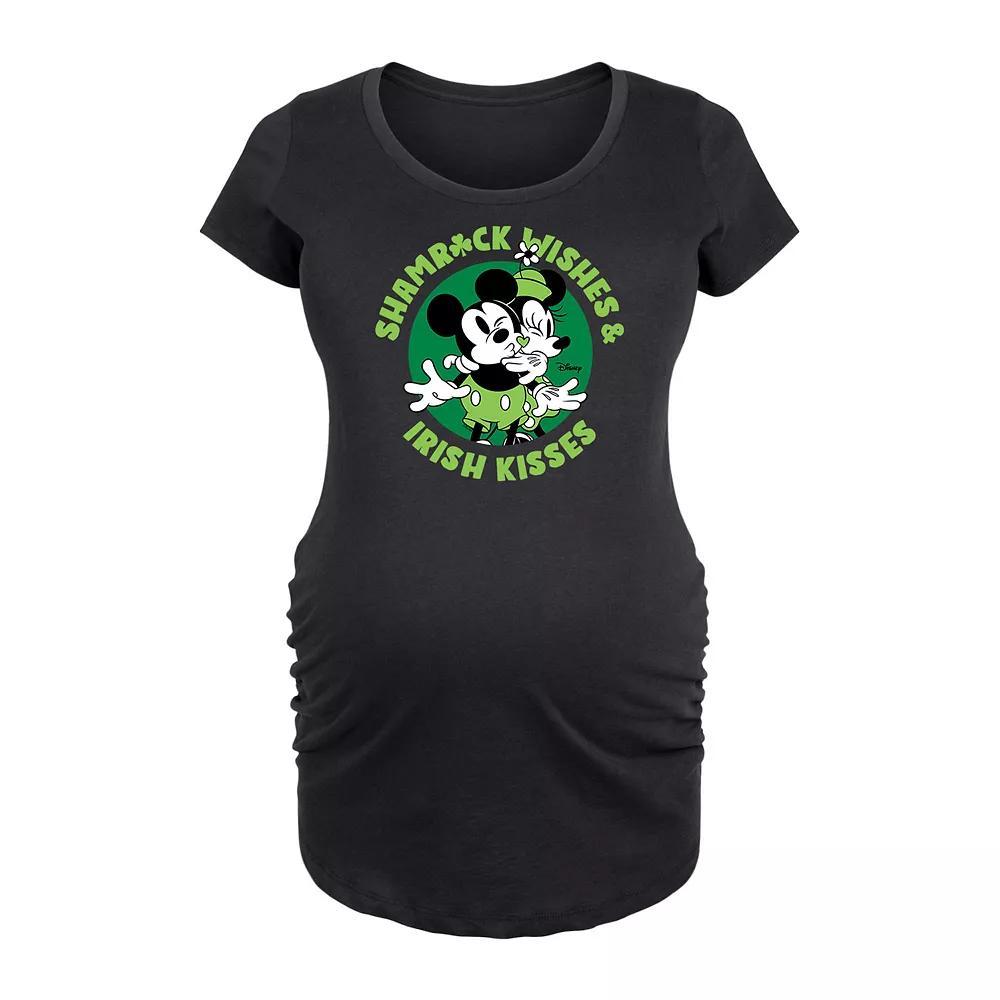 Disneys Mickey & Minnie Mouse Maternity Shamrock Wishes Irish Kisses Graphic Tee, Womens Product Image