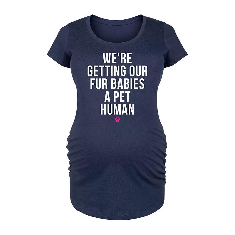 Maternity Getting Fur Babies A Pet Human Graphic Tee, Womens Blue Product Image