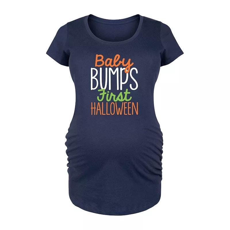 Maternity Baby Bumps First Halloween Graphic Tee, Womens Blue Product Image