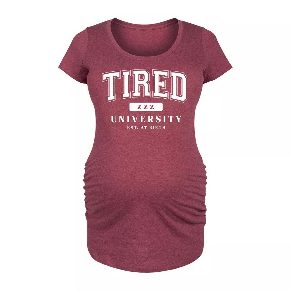 Maternity Tired University Graphic Tee, Womens Grey Dark Red Product Image