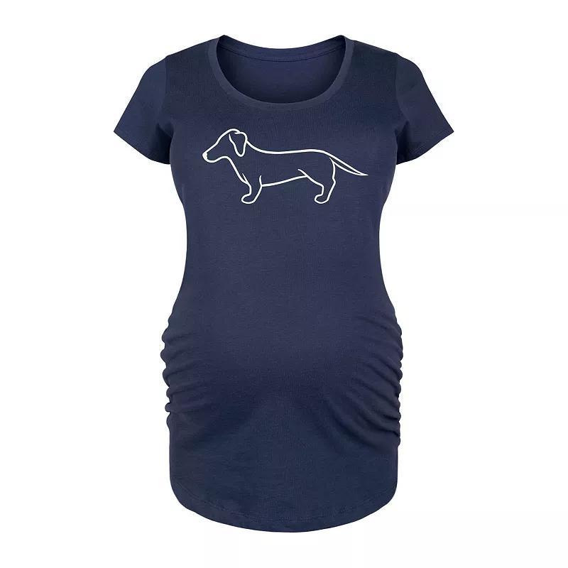Maternity Dachshund Line Drawing Graphic Tee, Womens Blue Product Image