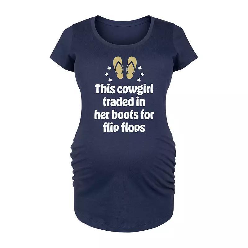 Maternity Cowgirl Boots For Flip Flops Graphic Tee, Womens Blue Product Image