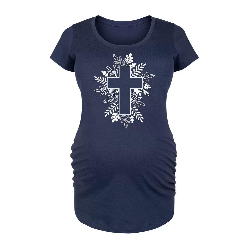 Maternity Foliage Cross Graphic Tee, Womens Heather Grey Product Image