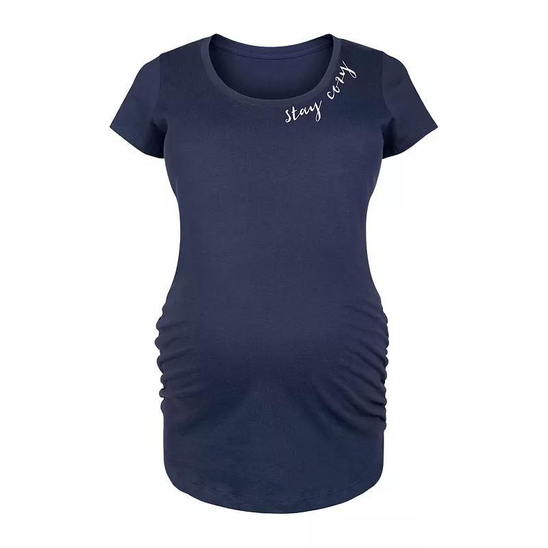 Maternity Stay Cozy Graphic Tee, Womens Blue Product Image