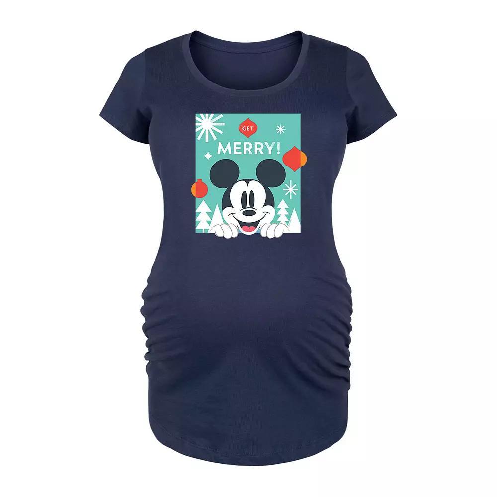 Disneys Mickey Mouse Maternity Get Merry Graphic Tee, Womens Product Image