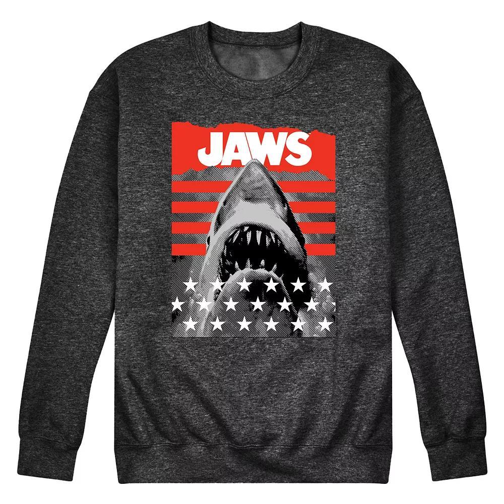 Mens Jaws Stripes And Stars Fleece Sweatshirt Heather Grey Product Image