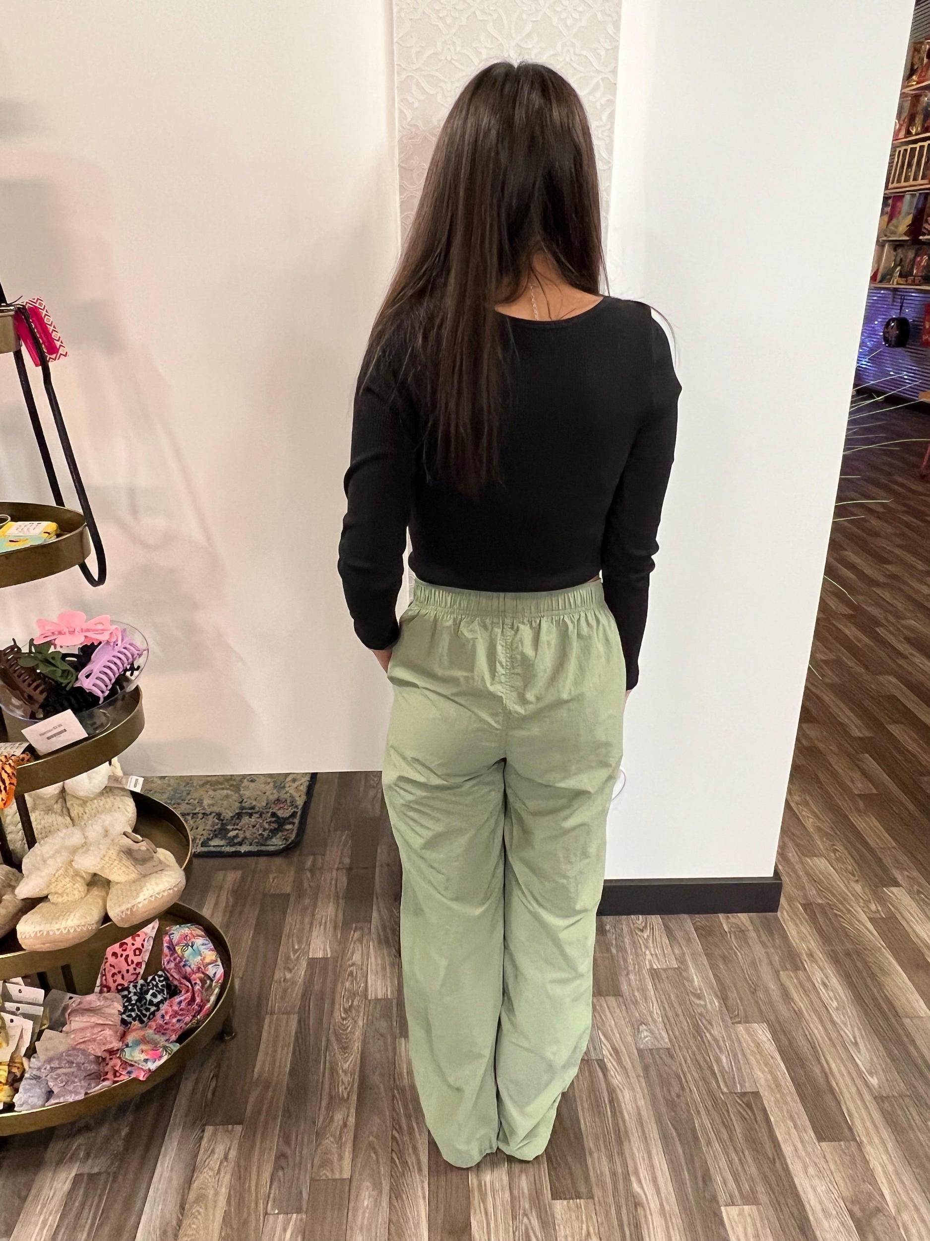 Sage Elastic Waist Parachute Pants Product Image