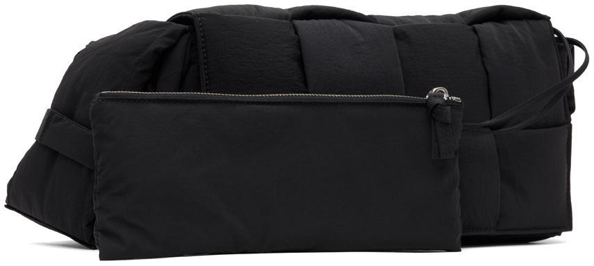 BOTTEGA VENETA Black Padded Cassette Messenger Bag In 8803-black-silver Product Image