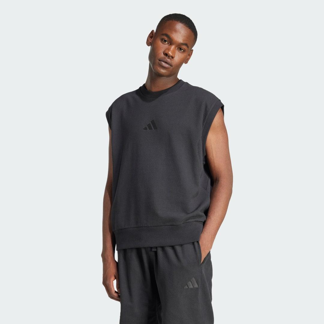 adidas Elevated All SZN Cloud Jersey Sleeveless Crew Tee Black 2XL Mens Product Image