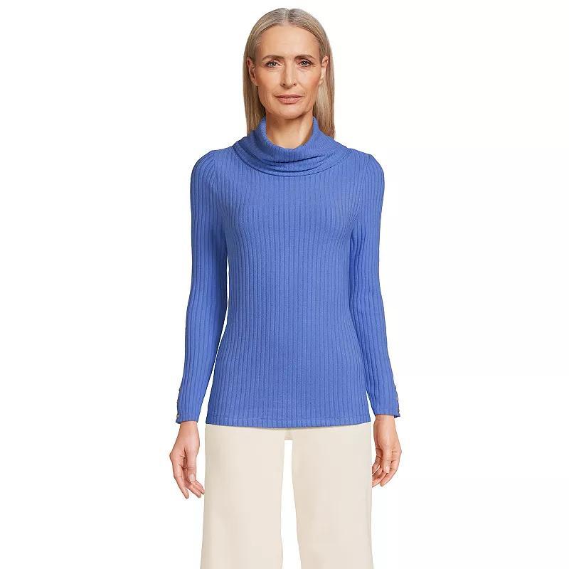 Women's Lands' End Long-Sleeve Wide Rib Turtleneck, Size: XL, Rich Red Product Image