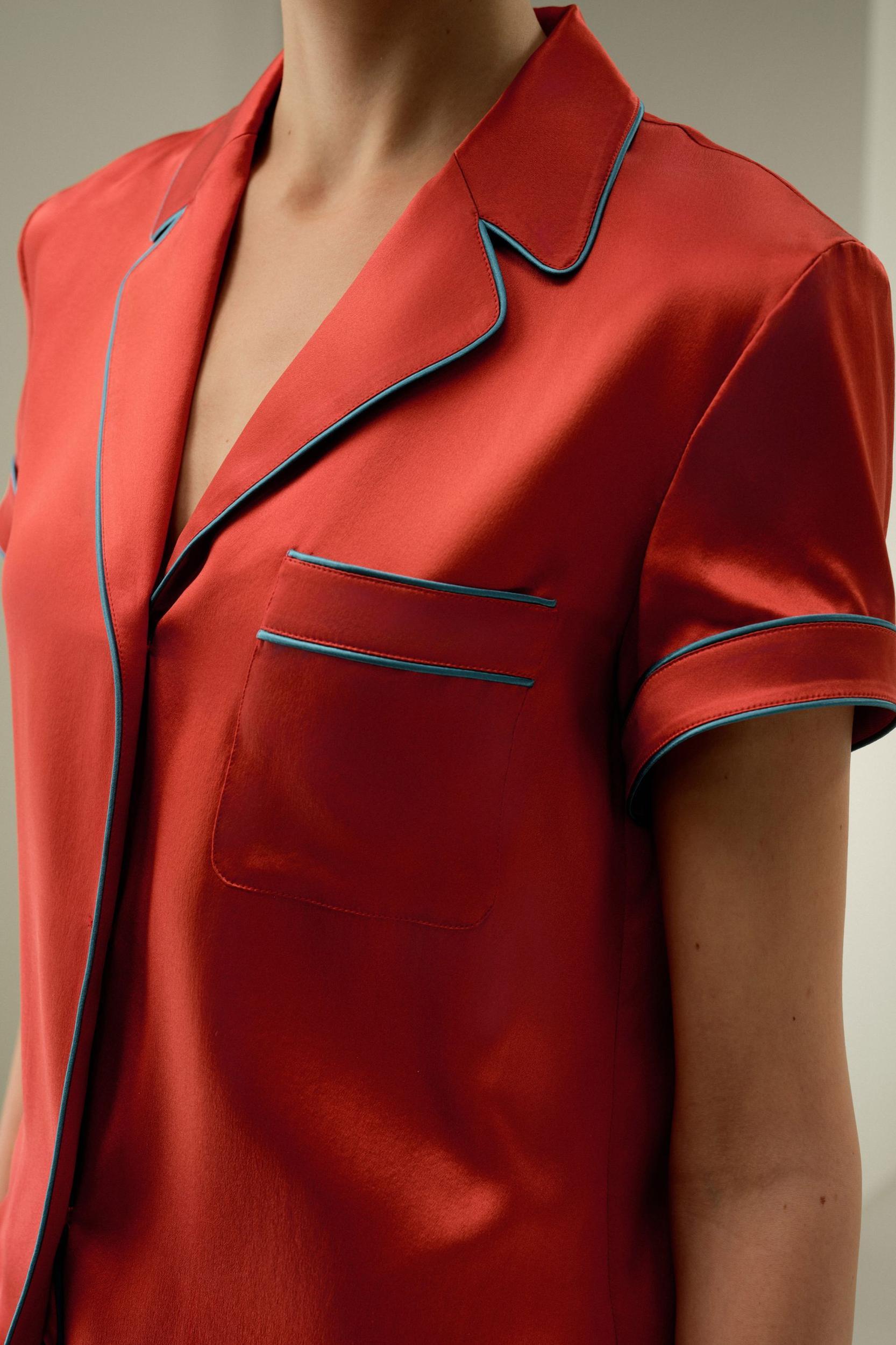 Contrast-Trimmed Silk Shirt Product Image