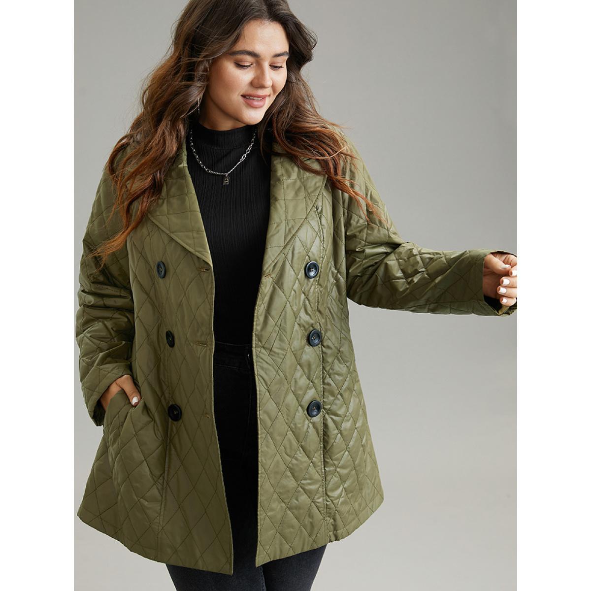 Plus Size Women Dailywear Plain Belted No stretch 28/5X Pocket Belt Casual Cotton Jackets BloomChic Product Image