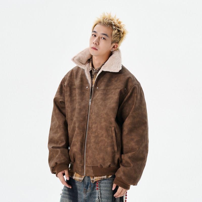 Fleece Collared Zip-Up Jacket Product Image