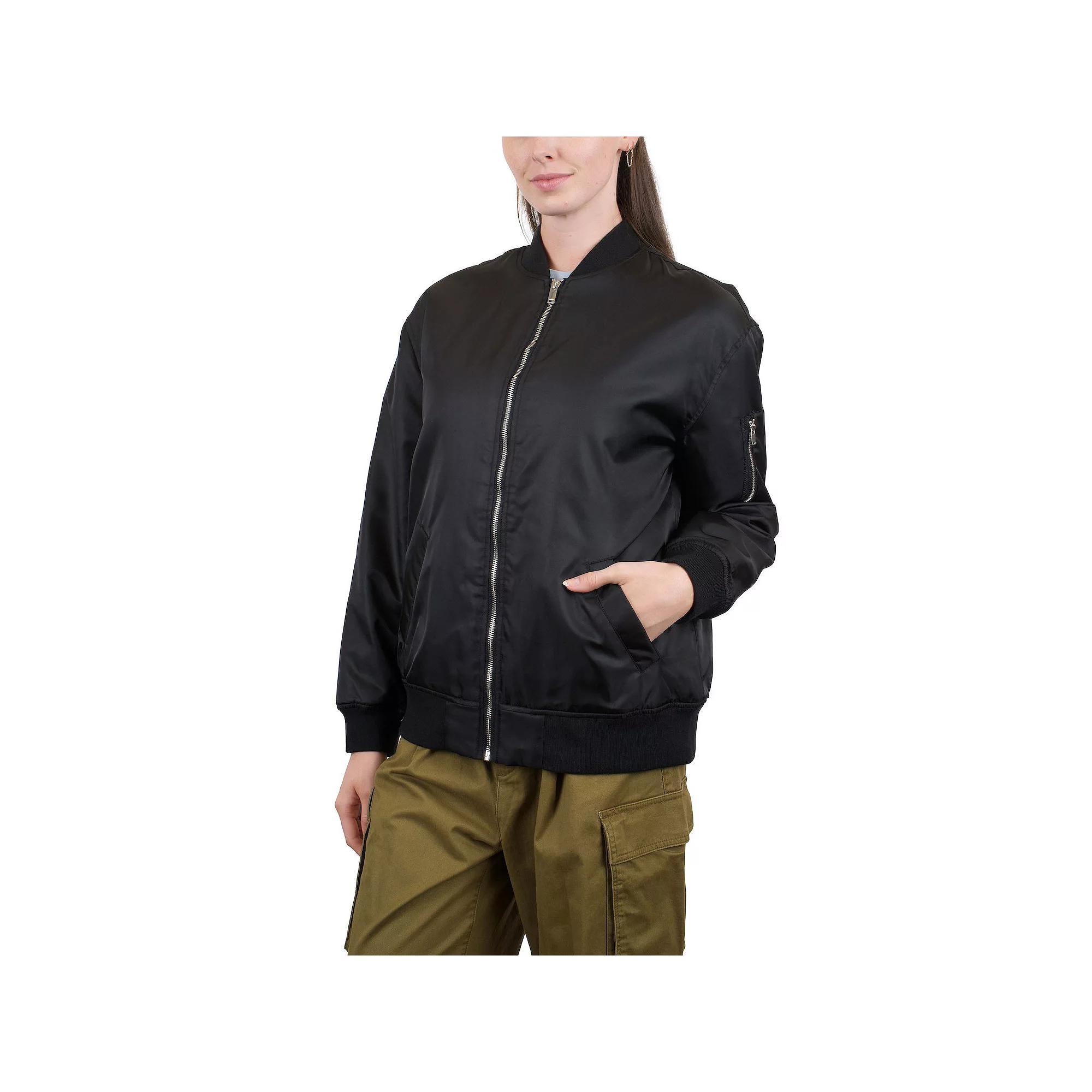 Juniors' Coffee Shop Bomber Jacket, Women's, Size: Large, Black Product Image