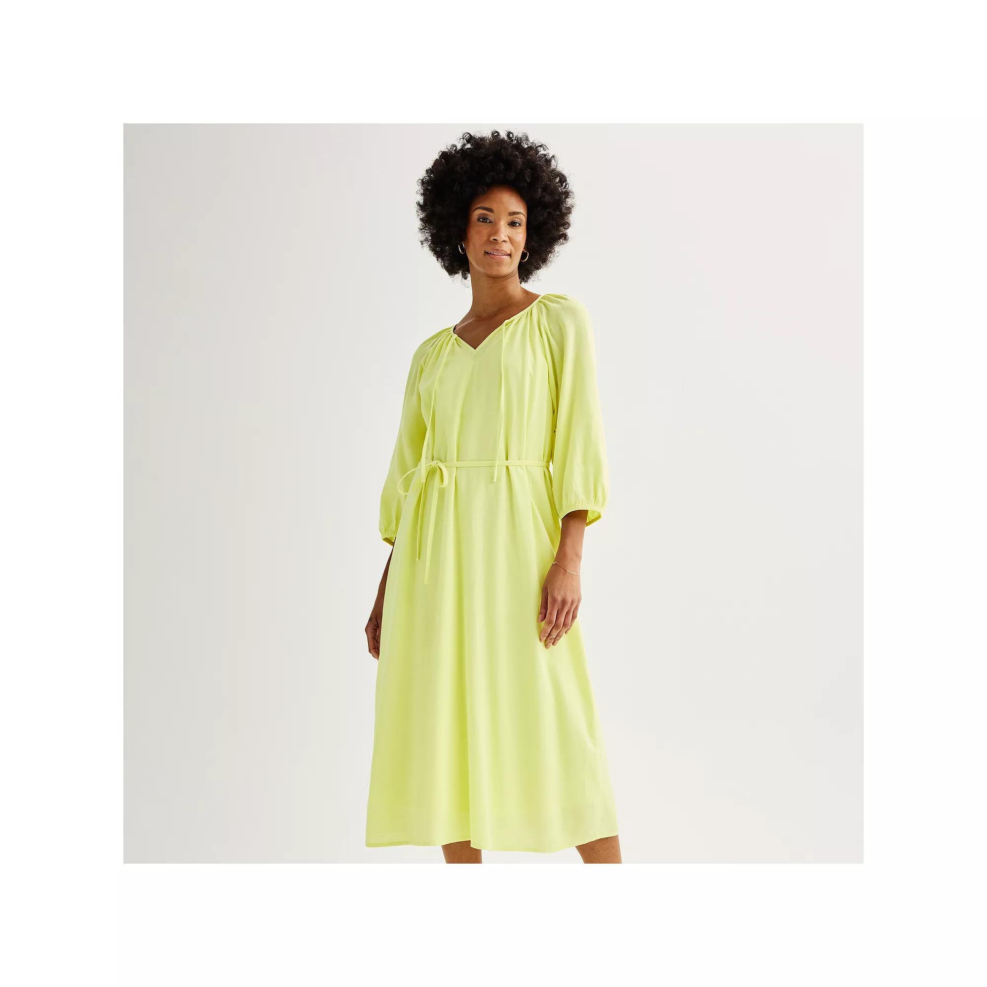 Womens Sonoma Goods For Life Linen-Blend Midi Dress Product Image