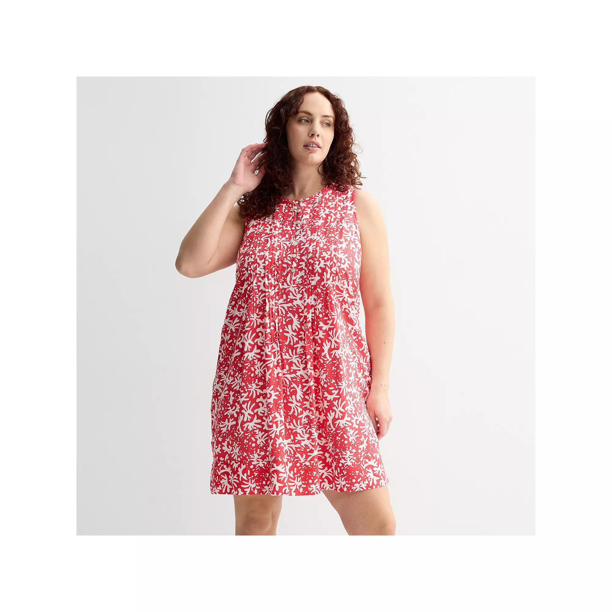 Plus Size Sonoma Goods For Life Pintuck Dress, Womens Black Triangle Geo Product Image