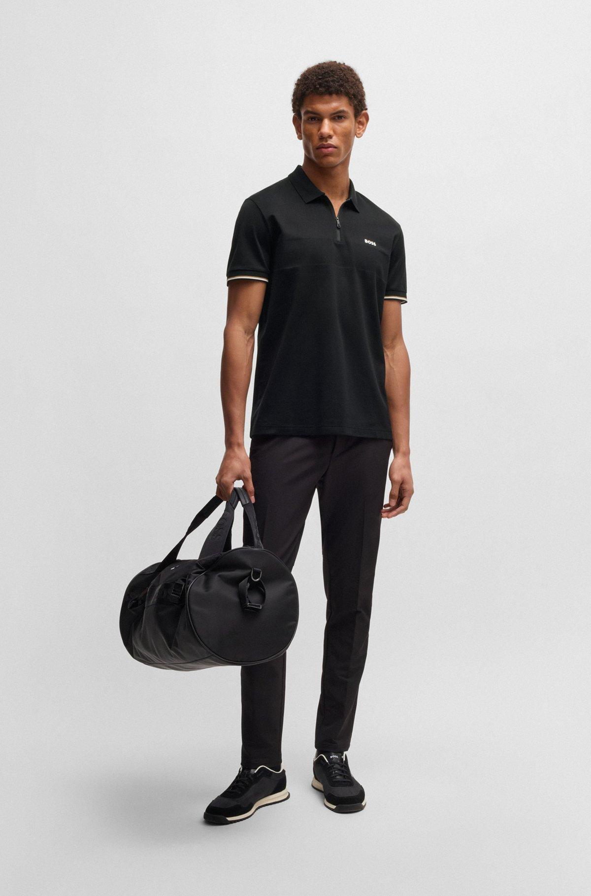 Structured-cotton polo shirt with zip neck Product Image