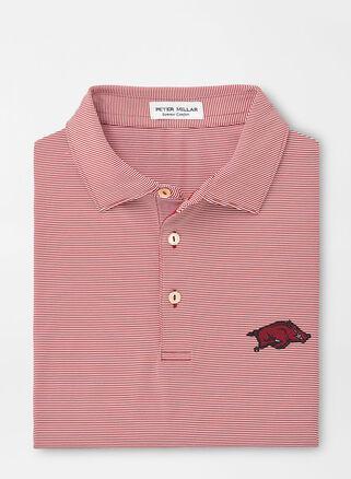 Peter Millar Mens Arkansas Vault Jubilee Stripe Performance Polo | Color: Crimson | Size: S Product Image