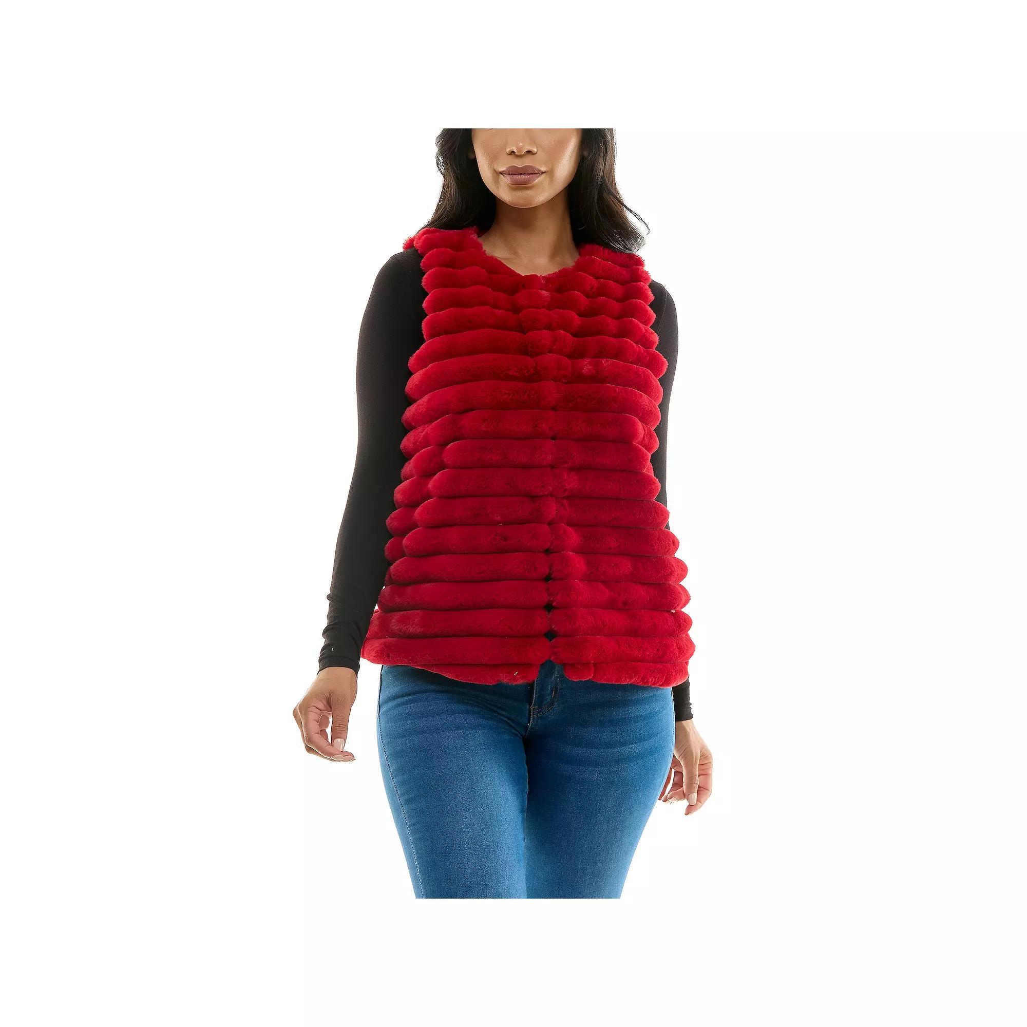 Womens Nina Leonard Horizontal Faux Fur Vest Yellow Product Image