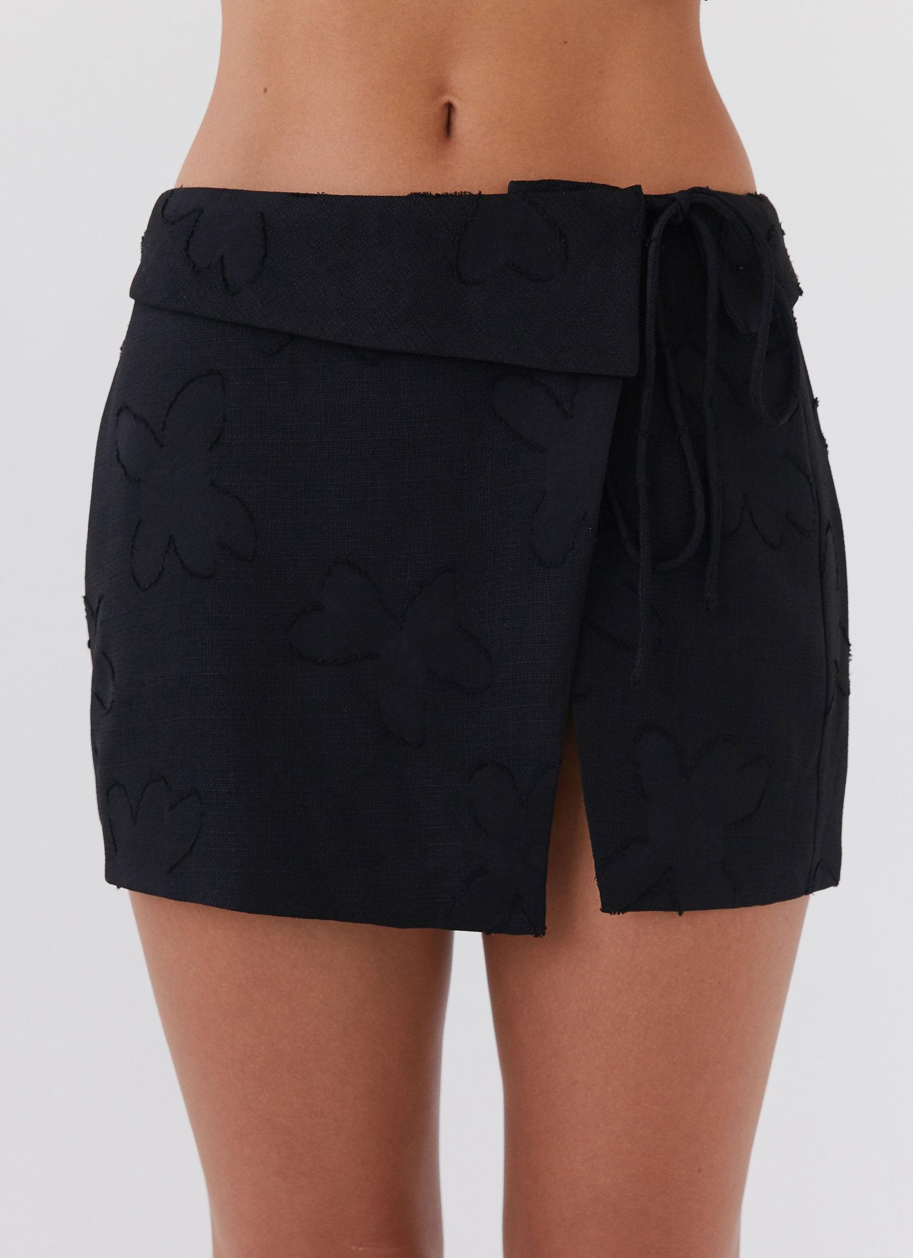 Bianka Wrap Mini Skirt - Black Petal Product Image