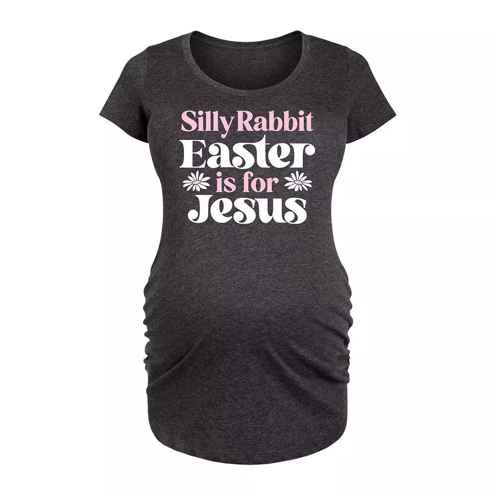 Maternity Silly Rabbit Easter Is For Jesus Graphic Tee, Womens Heather Grey Product Image