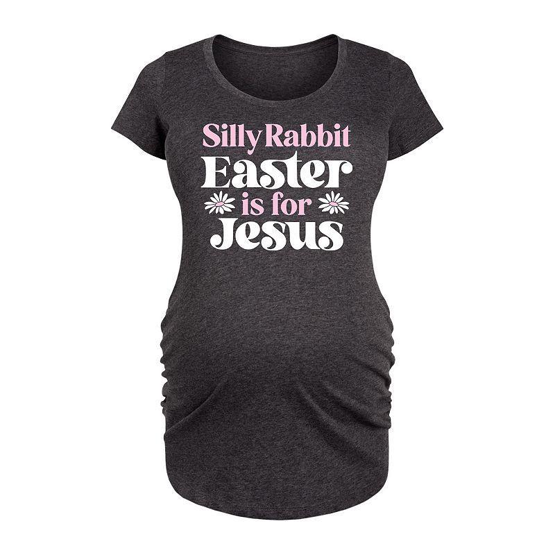 Maternity Silly Rabbit Easter Is For Jesus Graphic Tee, Womens Heather Grey Product Image