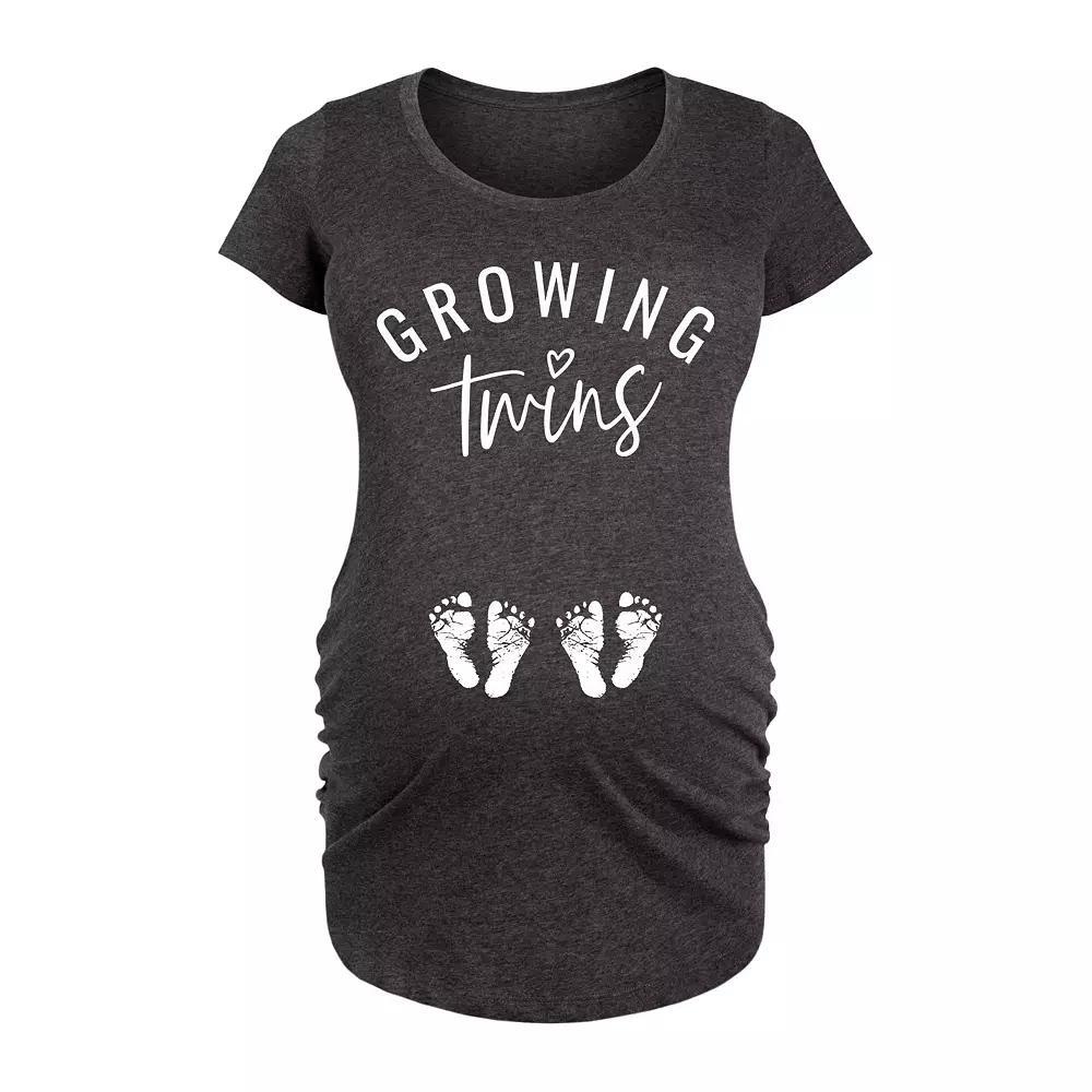 Maternity Growing Twins Graphic Tee, Womens Grey Gray Product Image