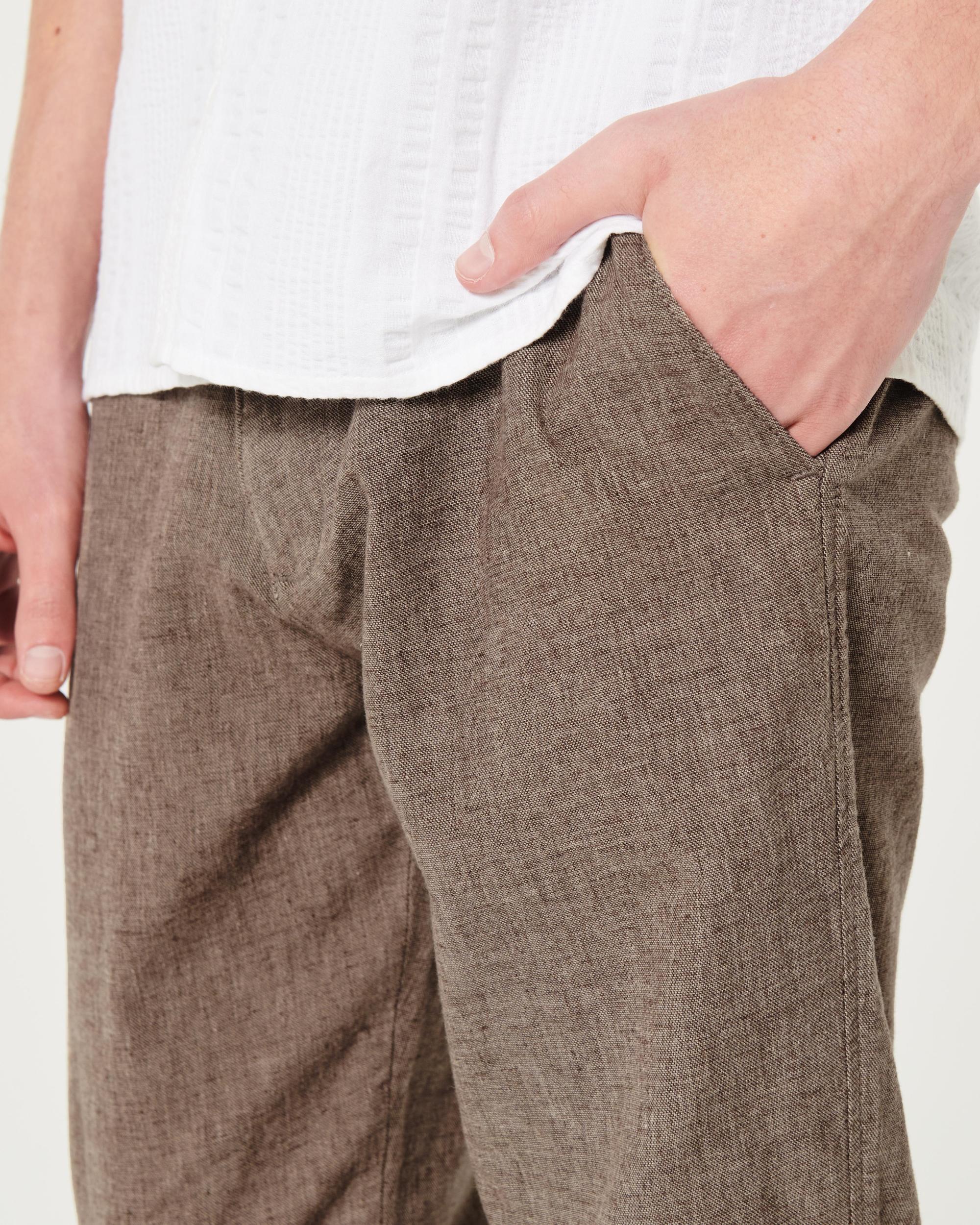 Slim Straight Stretch Linen-Blend Pants Product Image