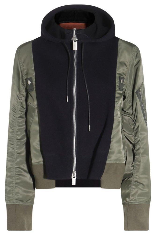 SACAI Panelled Hooded Drawstring Jacket In Multi Product Image