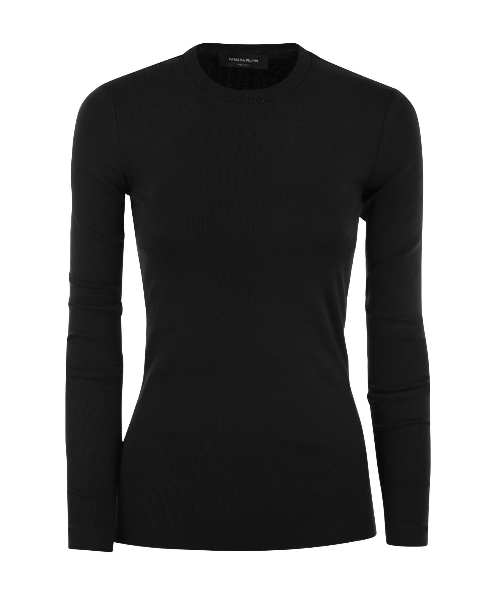 FABIANA FILIPPI Long-sleeved T-shirt In Jersey In Black Product Image