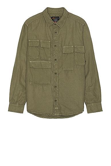 ALPHA INDUSTRIES Long Sleeve Multi Pocket Shirt in Olive Product Image