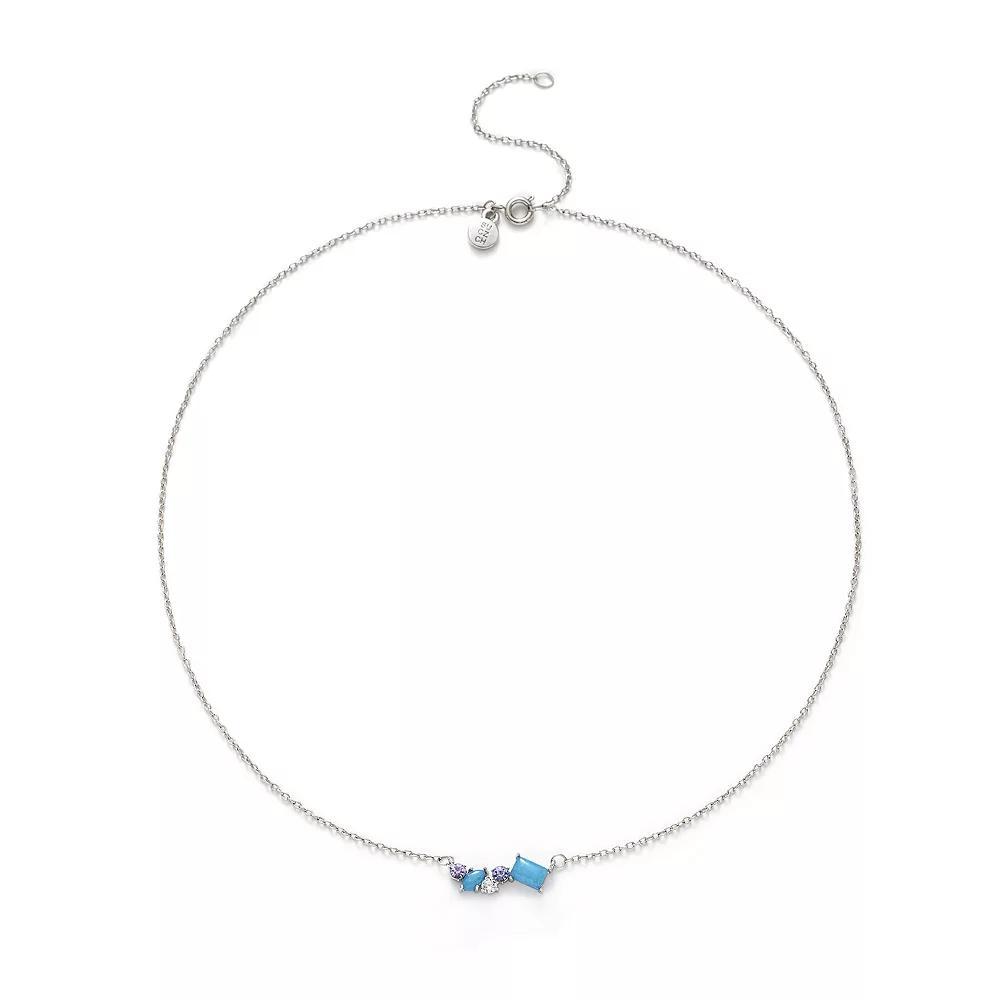 Power of Color Blue Quartz & Cubic Zirconia Cluster Necklace, Women's, Size: 18", Silver Tone Blue Product Image
